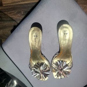 Elegant Gold Women's Heels with Fringe Detail